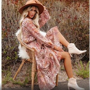 VICI Womens Midi Dresses | Dougherty Cotton Printed Ruffle Midi Dress